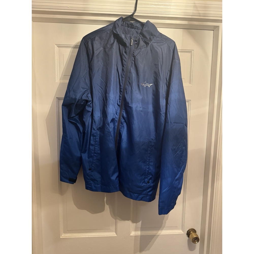 Greg Norman Attack Life Jacket Men XL Indigo Blue Zip Windbreaker Mesh Lined